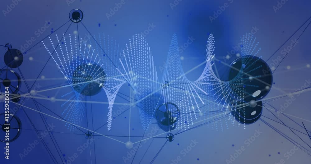 Poster animation of abstract digital waveforms and geometric shapes in futuristic technology