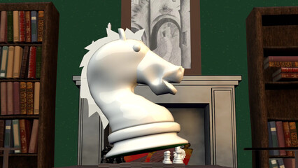 a white chess knight spins  © oxana