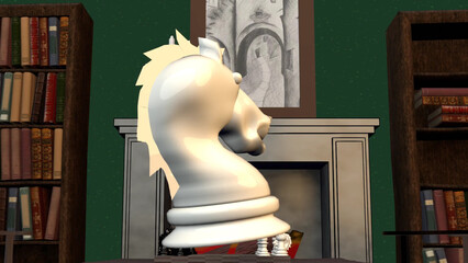 a white chess knight spins  © oxana