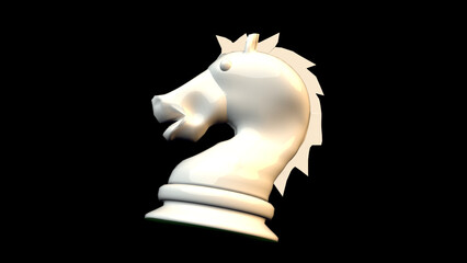 a white chess knight spins  © oxana