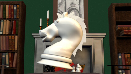 a white chess knight spins  © oxana