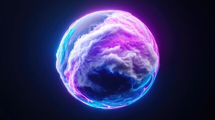 Fototapeta premium Abstract sphere, vibrant neon colors, swirling clouds