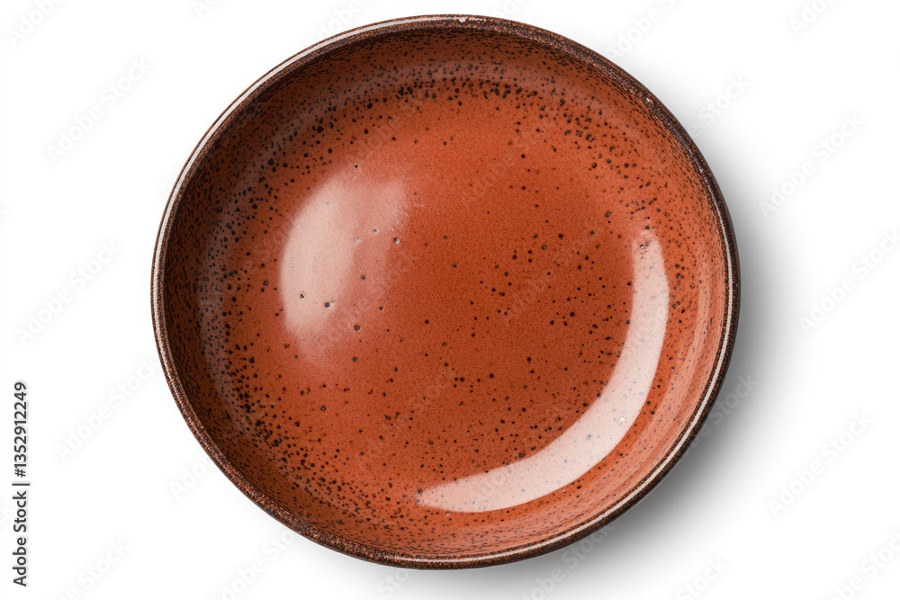 Poster rustic empty bowl overhead on white background for food presentation