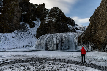frozen waterfall in Iceland