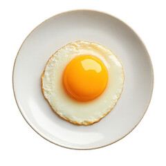 Freshly cooked egg on a simple plate isolated against a Transparent background, egg in a plateisolated on PNG background