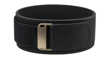 Black leather weightlifting belt for fitness training and workout support