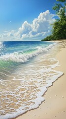 Tropical Beach Scene with Waves