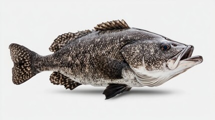 Naklejka premium Detailed Image of a Spotted Marine Fish with Open Mouth and Intricate Patterns