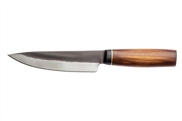Chef's Knife with Wood Handle Isolated on White Background
