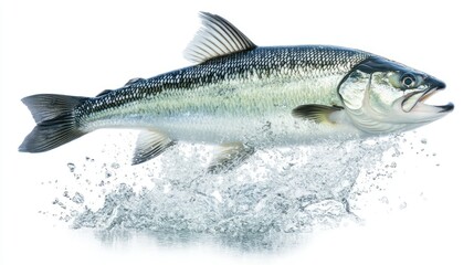 Obraz premium Fish leaping from water splashing aquatic animal isolated on white background