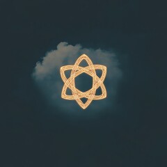Golden Starburst Night Sky Abstract.