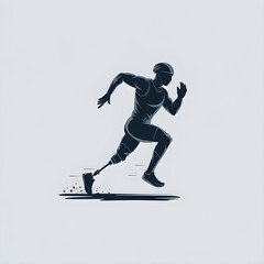 Obraz premium Amputee runner athlete sprinting fast vector illustration for motivation and sport achievement design
