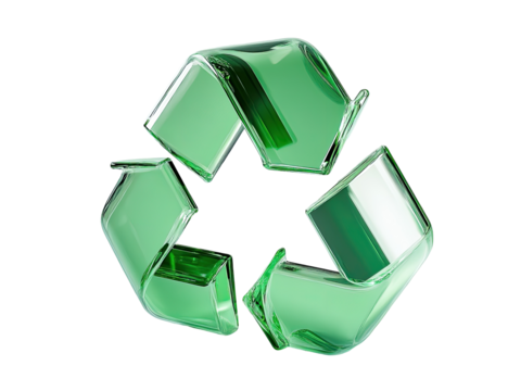 Recycled green symbol, glossy 3D