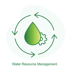 Water Resource Management Icon – A Drop of Water with a Recycle Symbol for Conservation