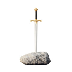A sword stuck in a stone, evoking images of quests, destiny, and medieval tales. Symbolizes power, challenge, and the extraordinary.