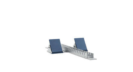 Isolated starting block ready for track and field sprint athlete