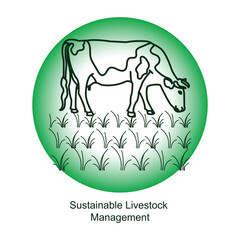 Sustainable Livestock Management Icon – A Cow and Grass Symbolizing Eco-friendly Animal Farming