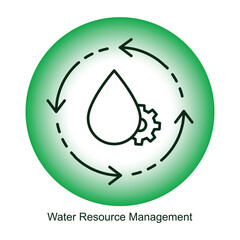Water Resource Management Icon – A Drop of Water with a Recycle Symbol for Conservation