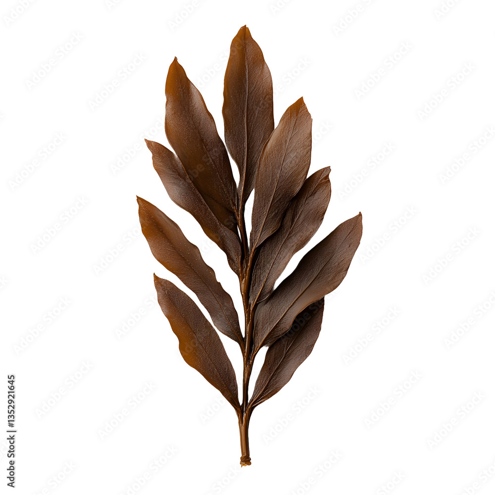 Poster bronze laurel leaf branch. elegant botanical element perfect for autumnal designs, crafting, or addi