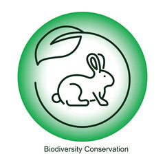 Biodiversity Conservation Icon – A Circle of Various Plants and Animals Signifying Ecosystem Balance.