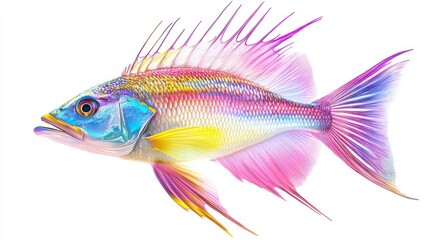 Fototapeta premium Vibrant Colorful Fish Aquatic Life Tropical Underwater Ocean Animal Marine Life Illustrati