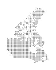 Vector dotted map of Canada isolated on white background, easy to edit.