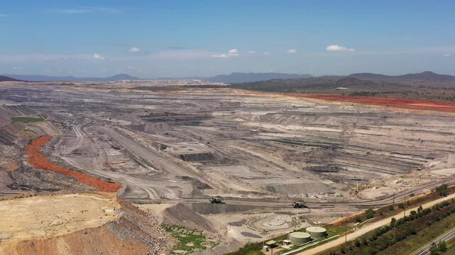 Mount Arthur in Hunter valley of Australia &ndash; open pit black coal mine aerial industrial view.
