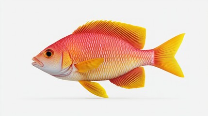 Obraz premium Vibrant Marine Life A Colorful Fish with Detailed Scales and Fins Isolated on White Background