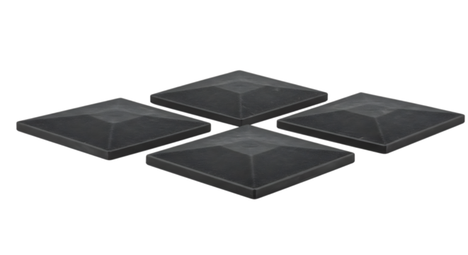 Four Fence Post Caps Arranged on Transparent Background for Construction Needs