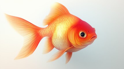 Vibrant Orange Fish with Detailed Scales and Flowing Fins Perfect for Nature and Aquatic Theme