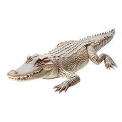 Obraz premium Pale alligator basking, its textured skin and formidable presence making a distinct impression. Nature's apex predator revealed.