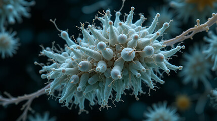 Intracellular Neisseria gonorrhea bacteria forming clusters, microscopy, bacteria