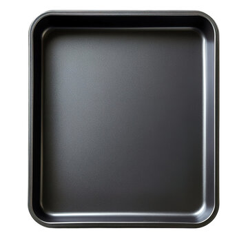 This image depicts a rectangular metal baking tray with a matte finish, isolated on transparent background.