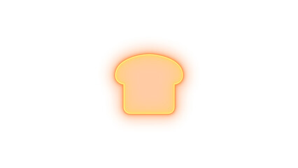 Bread slice icon glowing neon on transparent background