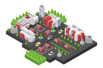 Fire station isometric