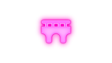 Bridge icon glowing neon on transparent background
