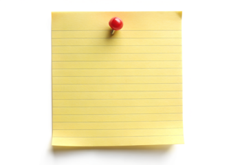 yellow sticky note with push pin