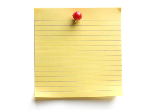 yellow sticky note with push pin
