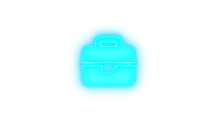 Briefcase icon glowing neon on transparent background