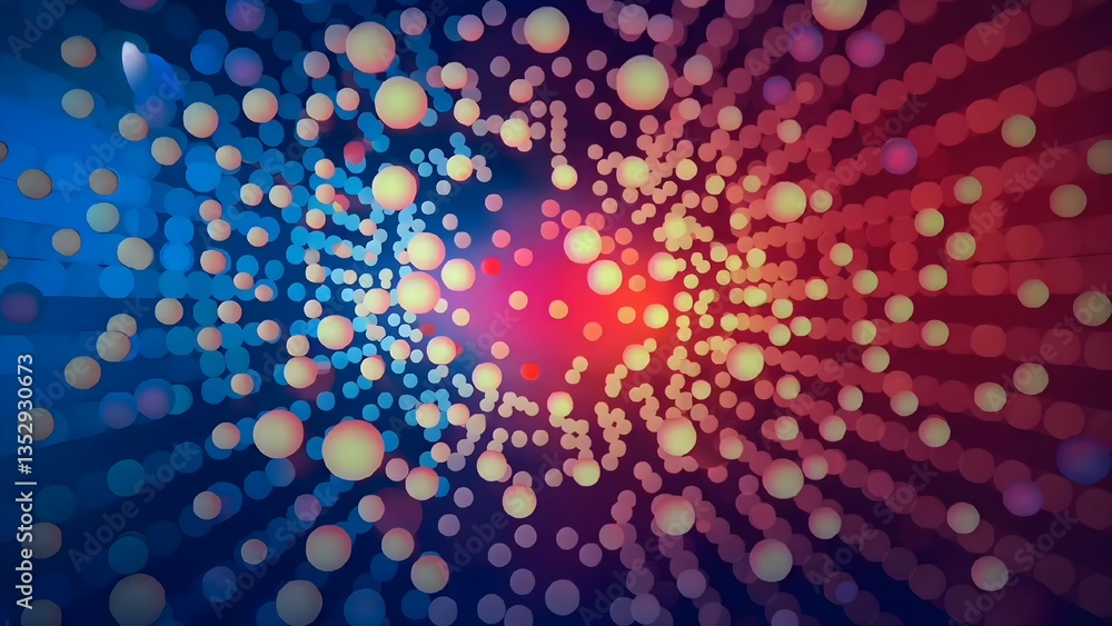 Poster abstract background with glowing spheres and vibrant colors for modern design and technology concept