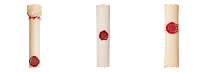 Isolated Scroll with Wax Seal on Transparent Background for Design