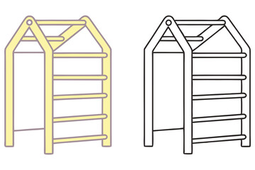 Play Structure Outline Clipart, Climbing Frame, Minimalist Illustration, Pale Yellow Hue
