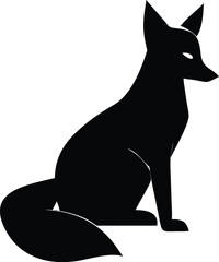 Stylized Black and White Fox Illustration &ndash; Minimalist Vector