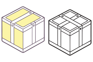 Simple Crate with Pastel Yellow Tones and B&W Outline Box Design