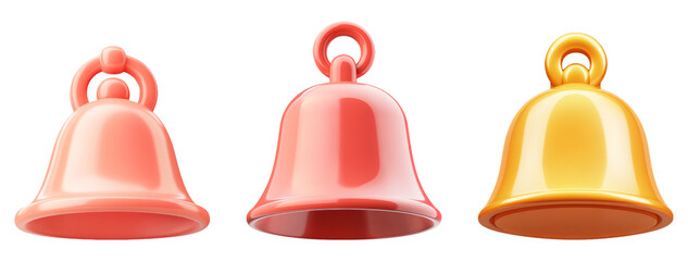 Colorful bells isolated on a transparent background for festive designs