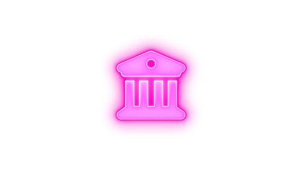 Building columns icon glowing neon on transparent background