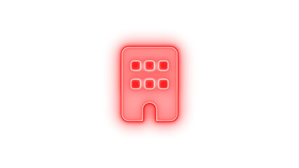  Building icon glowing neon on transparent background