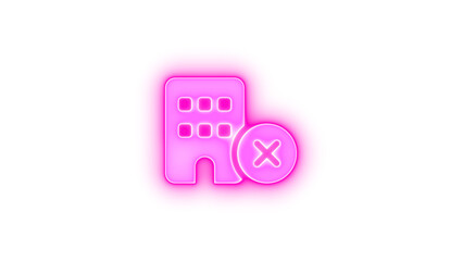 Building circle xmark icon pink color glowing neon on transparent background