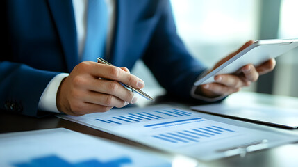 business executive presenting data sophisticated office space