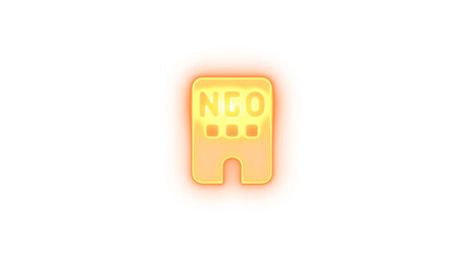 Building ngo icon glowing neon on transparent background